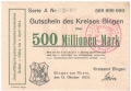 German Grossnotgeld Bingen 500 Million Mark, 12.10.1923